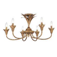 Golden 0846-6SF HG - Golden Lighting Lillianne 6-light Semi-Flush Mount in Heirloom Gold